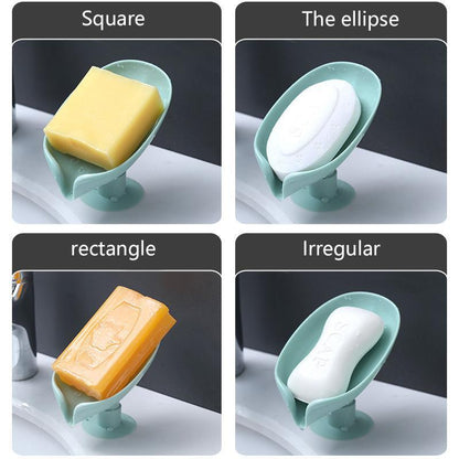 SlopeMate 2-Piece Soap Holder Set on bathroom sink with different kinds of soap