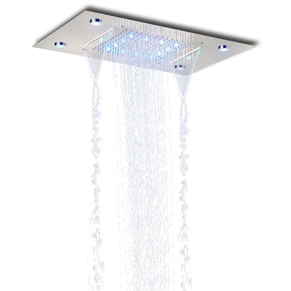 Celestial Falls LED Shower Head in brushed nickel finish